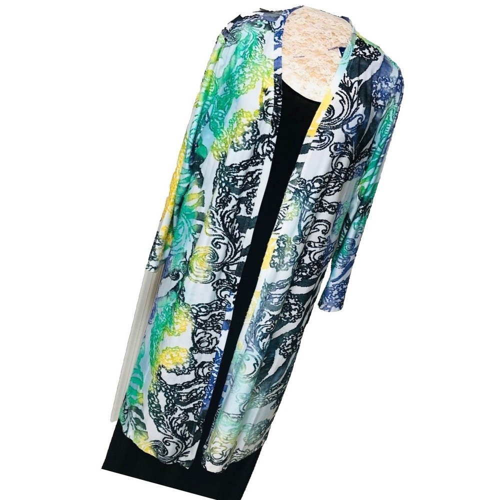 NWT Peter Nygard Open Front Long Cardigan Duster Womens XL Boho Artsy Maximalist